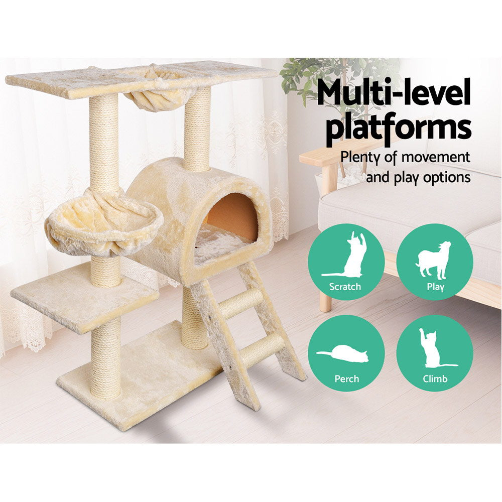 i.Pet 100cm Cat Tree Tower Scratching Post Condo Bed Beige