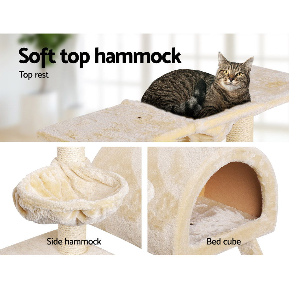 i.Pet 100cm Cat Tree Tower Scratching Post Condo Bed Beige