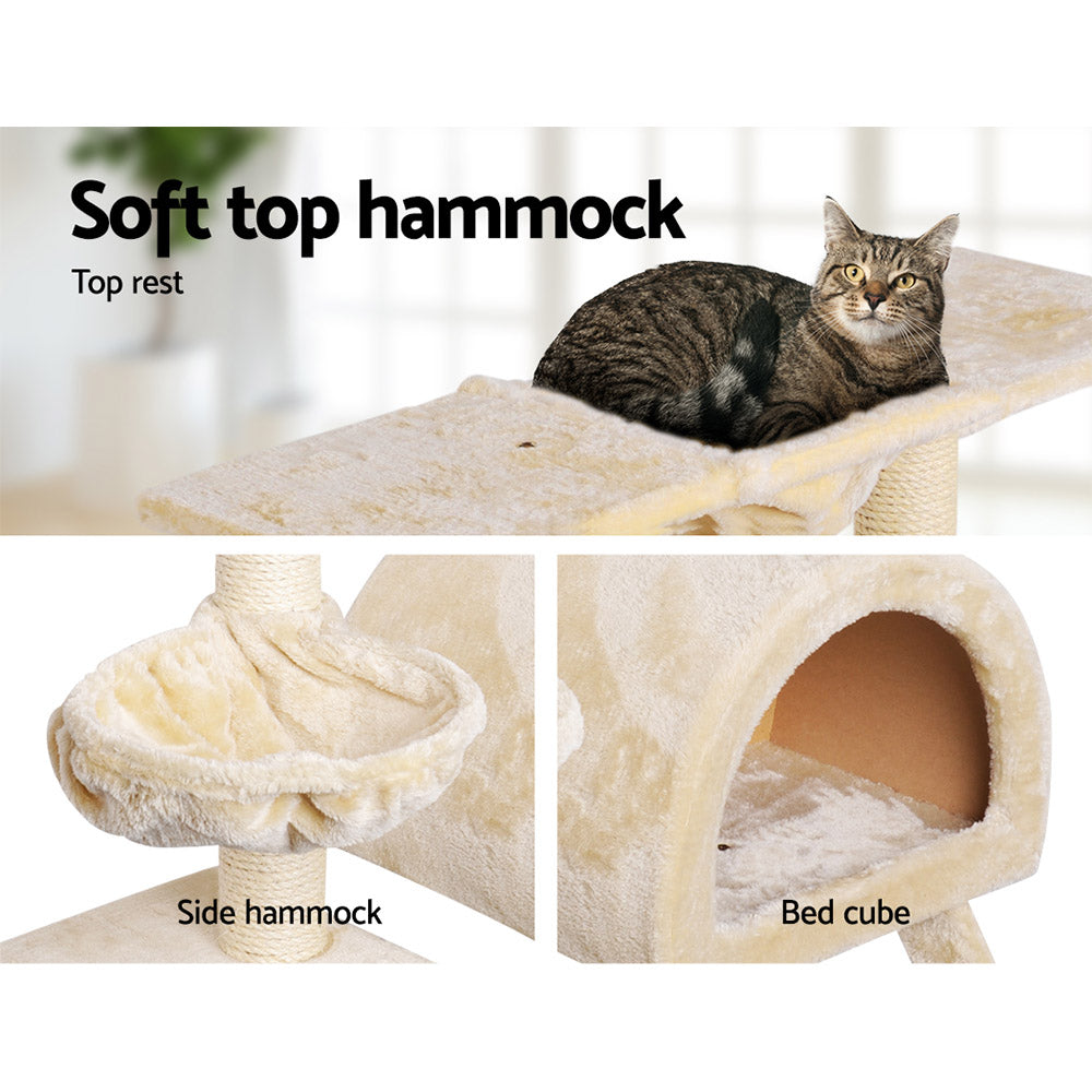 i.Pet 100cm Cat Tree Tower Scratching Post Condo Bed Beige
