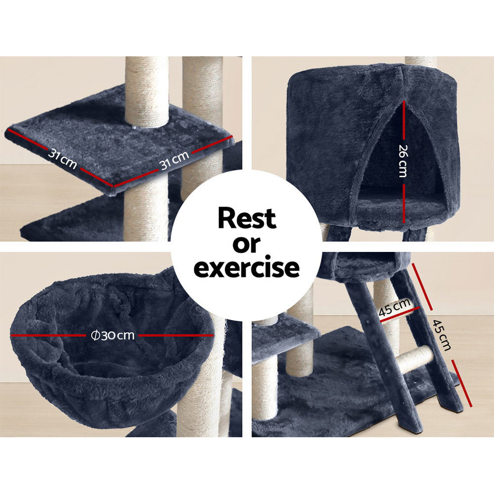 Charcoal 244cm Cat Tower Scratching Post Condo Grey