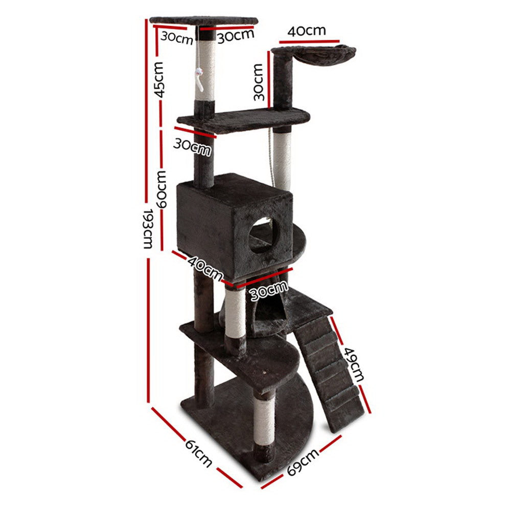 Stoney 193cm Cat Tower Scratching Post Condo Grey