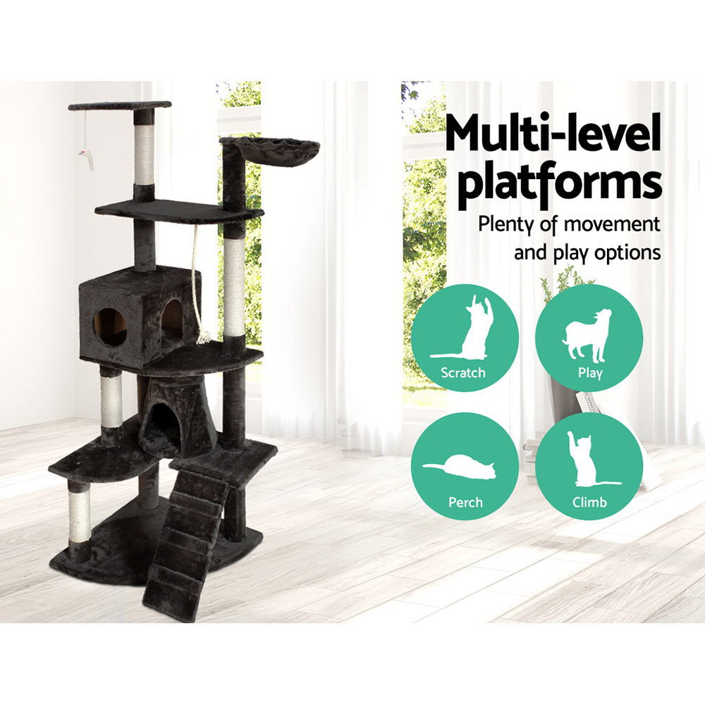Stoney 193cm Cat Tower Scratching Post Condo Grey