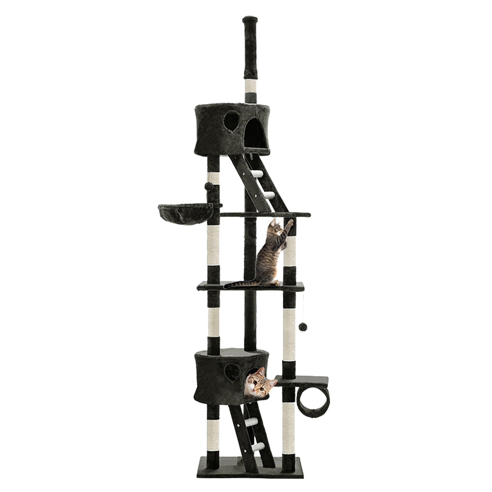 i.Pet 260cm Cat Tower Scratching Post Condo Grey