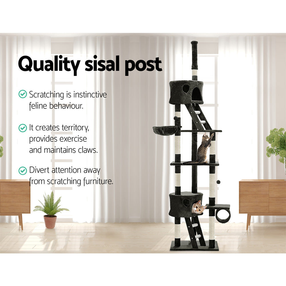 i.Pet 260cm Cat Tower Scratching Post Condo Grey