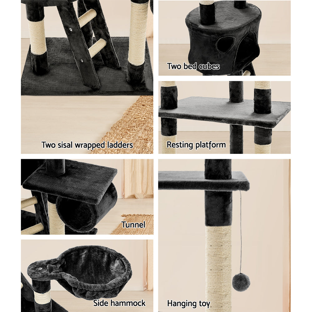 i.Pet 260cm Cat Tower Scratching Post Condo Grey