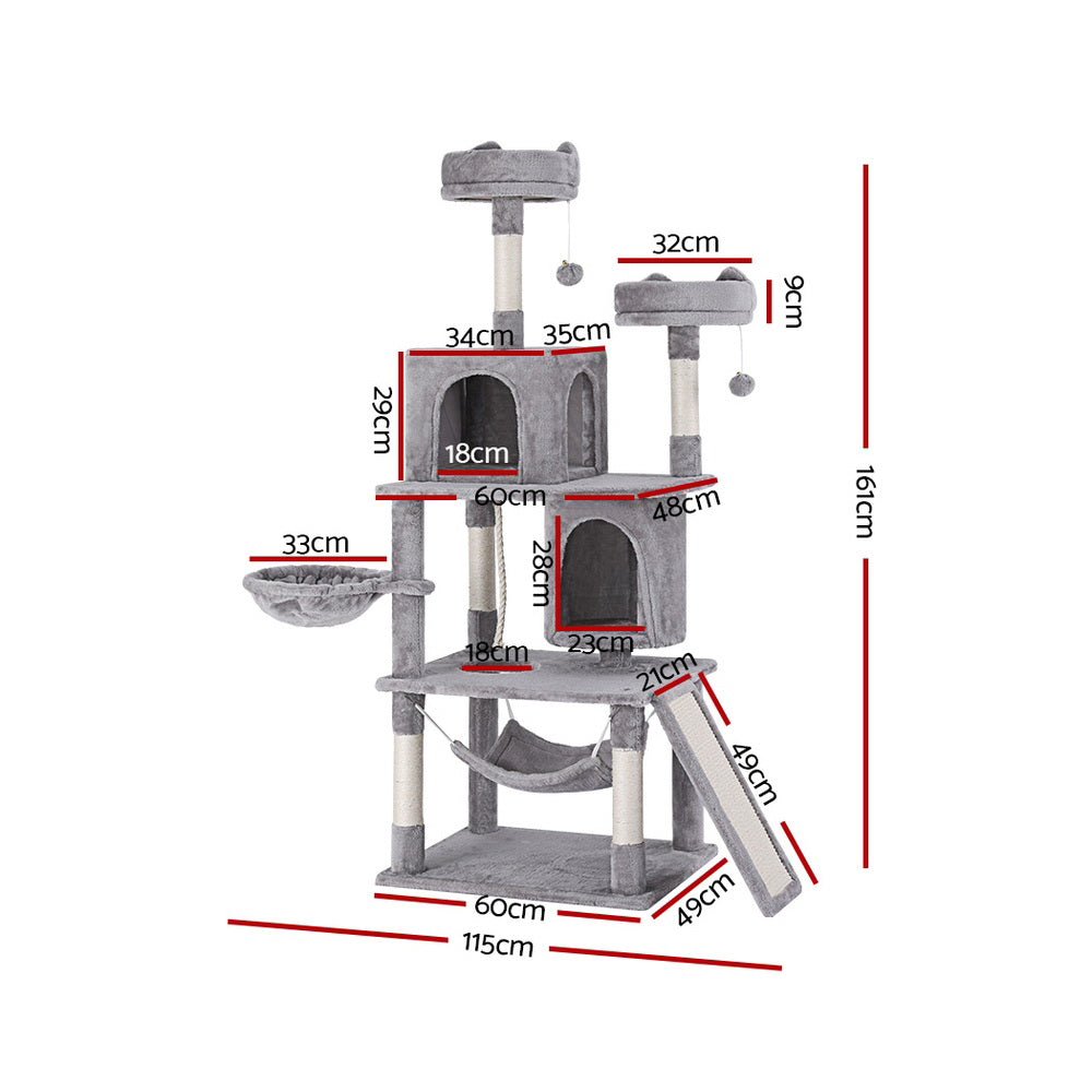 i.Pet 161cm Cat Tree Tower Scratching Post Condo Grey