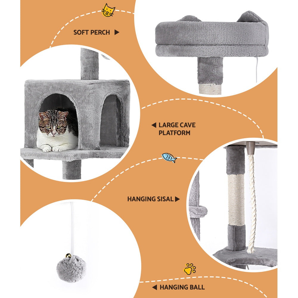i.Pet 161cm Cat Tree Tower Scratching Post Condo Grey