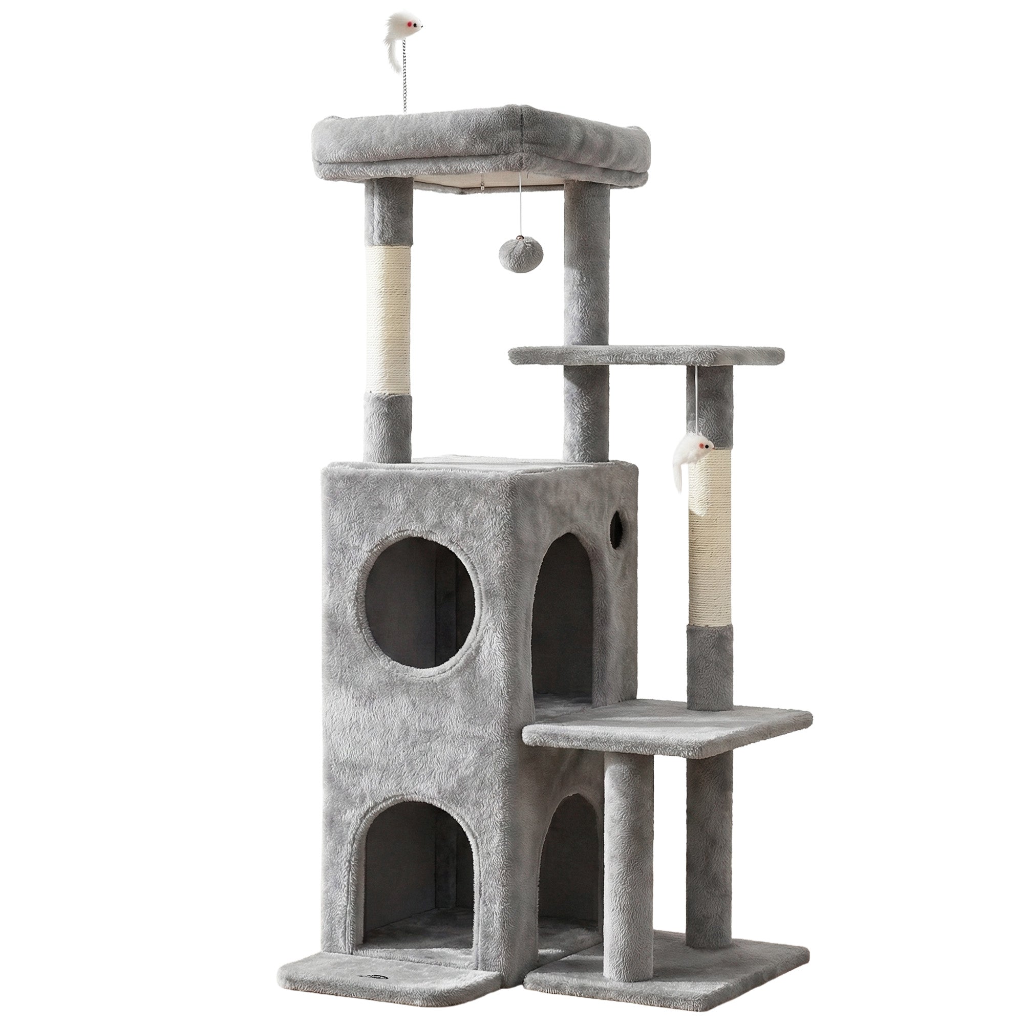 i.Pet Cat Tree Tower 127cm Scratching Post Furniture Scratcher House Light Grey