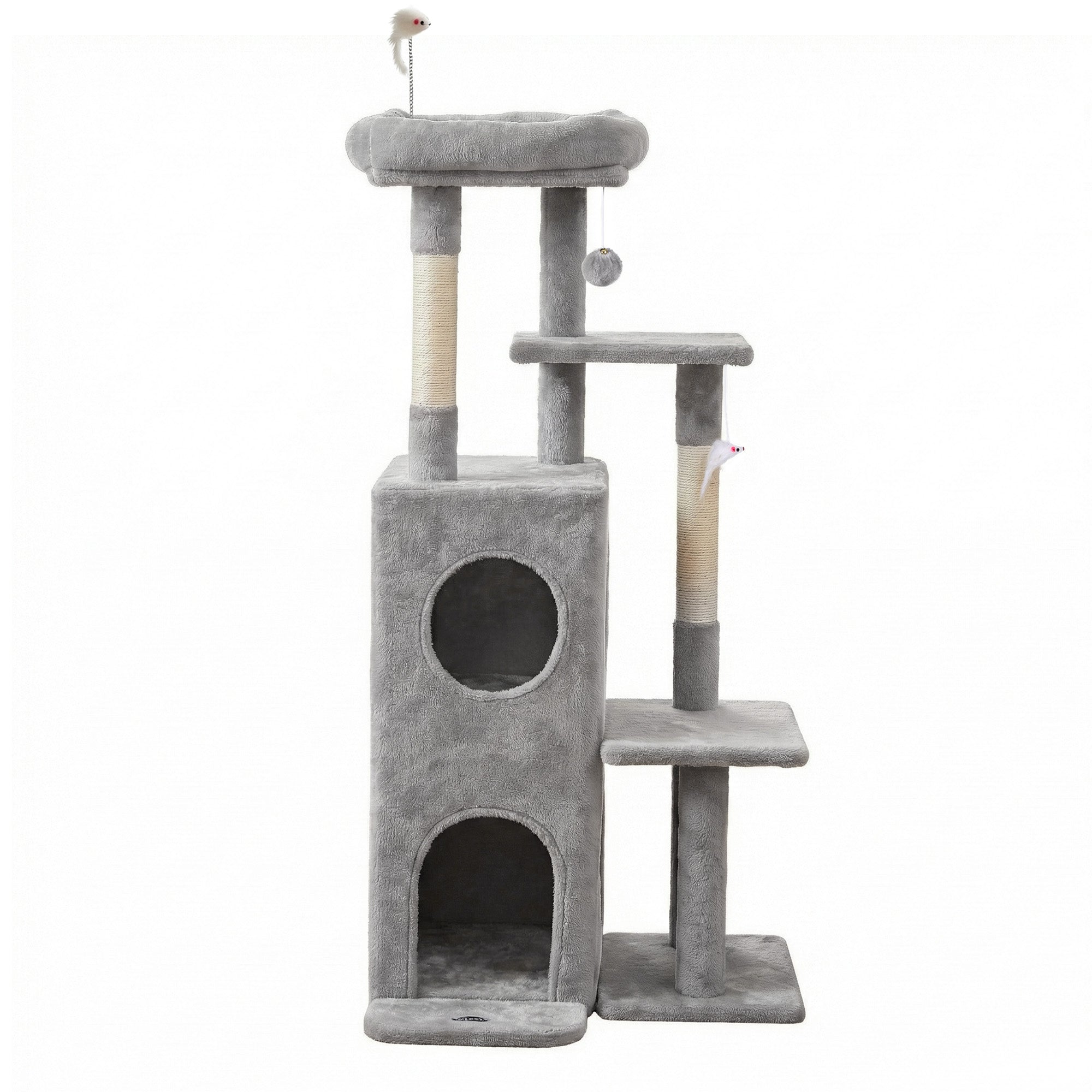 i.Pet Cat Tree Tower 127cm Scratching Post Furniture Scratcher House Light Grey