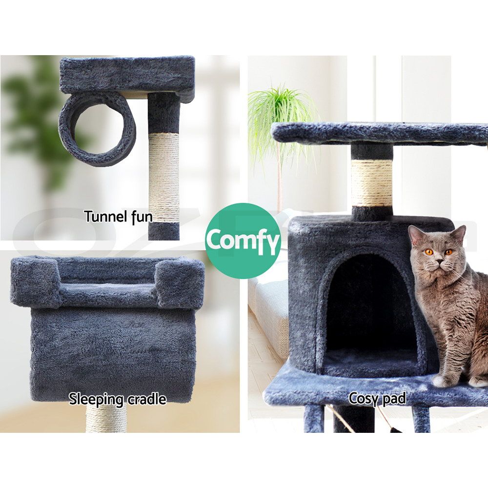 i.Pet Cat Tree 141cm Tower Scratching Post Grey