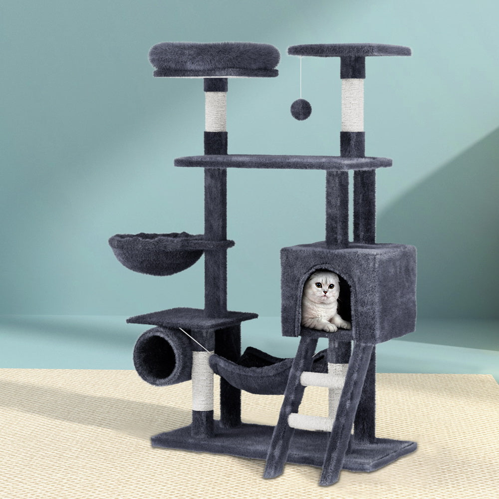 i.Pet 144cm Cat Tree Tower Scratching Post Grey