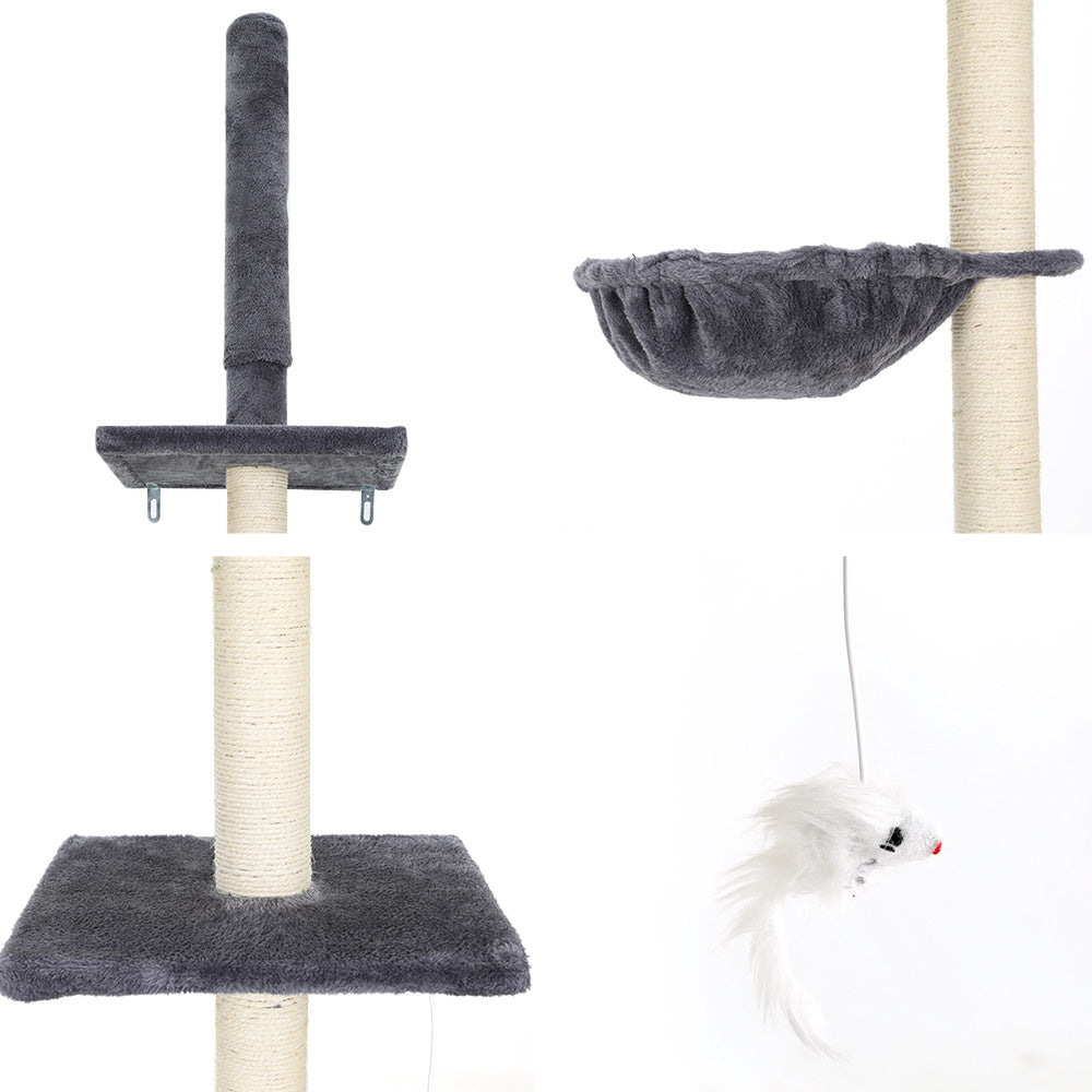i.Pet 260cm Cat Tree Tower Scratching Post Dark Grey