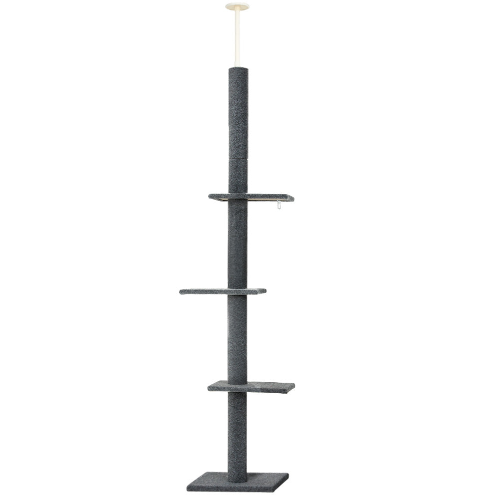 i.Pet 290cm Cat Tree Tower Scratching Post Floor-to-Ceiling Grey
