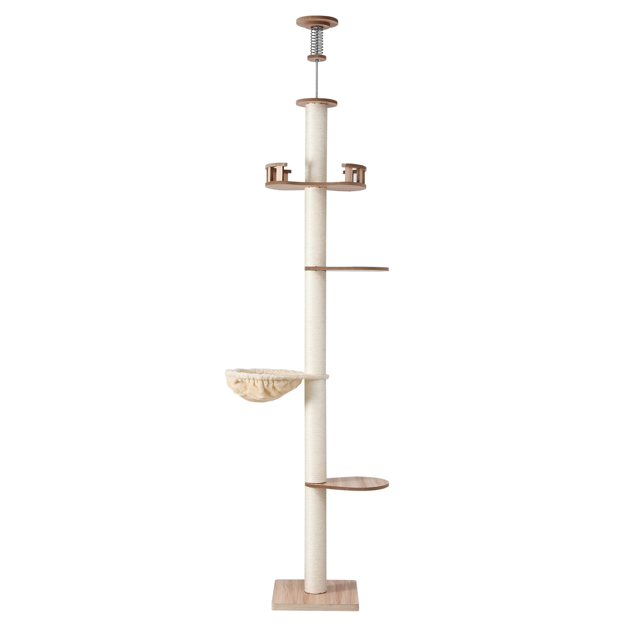 i.Pet Cat Tree Tower Floor to Ceiling Scratching Post 270cm Beige