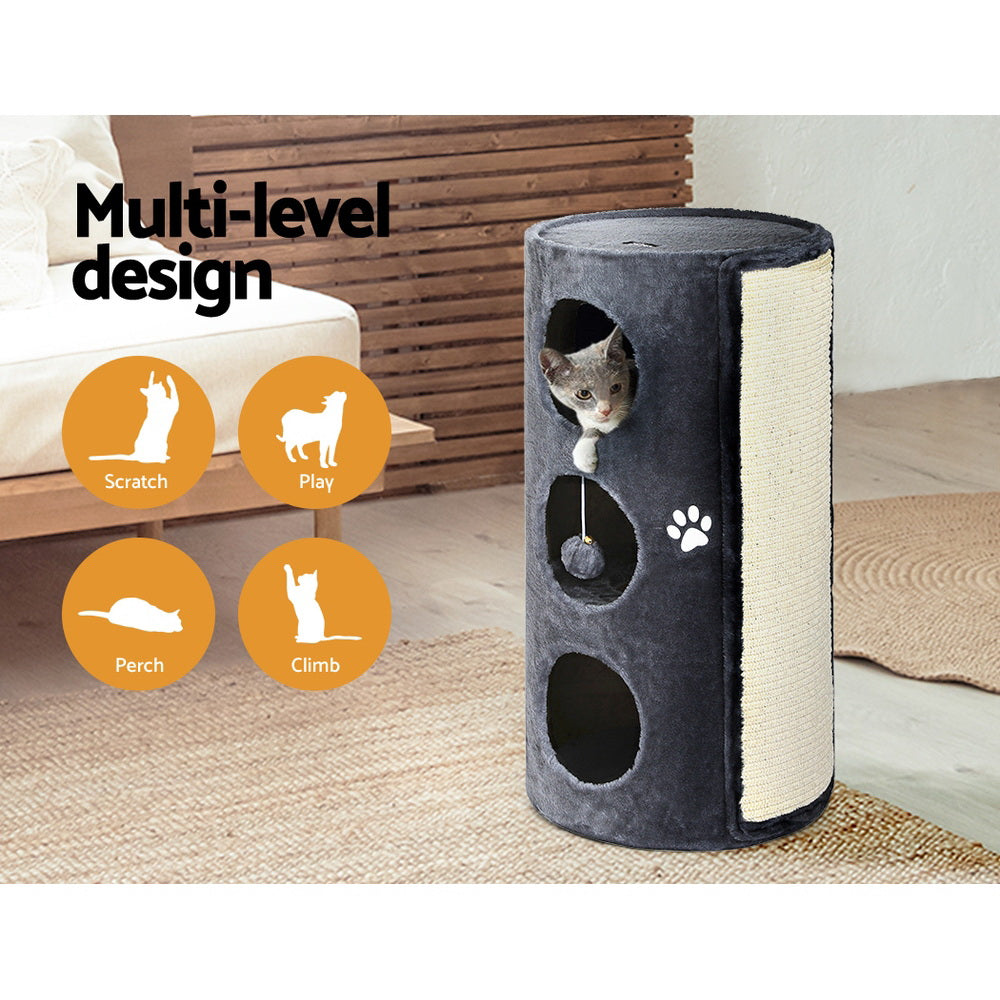 i.Pet 70cm Cat Tree Scratching Post Tower Dark Grey