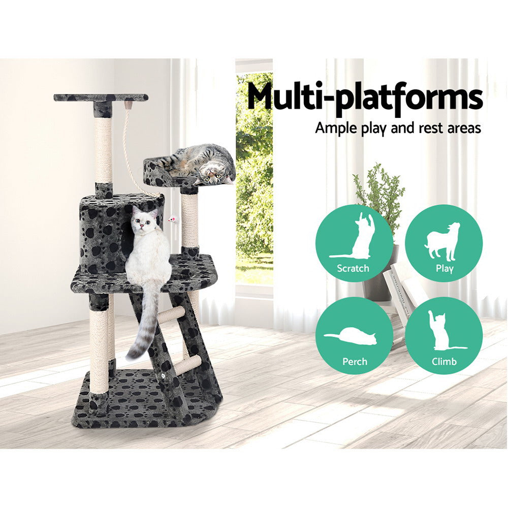 i.Pet 120cm Cat Tree Tower Scratching Post Wood Condo with Toys