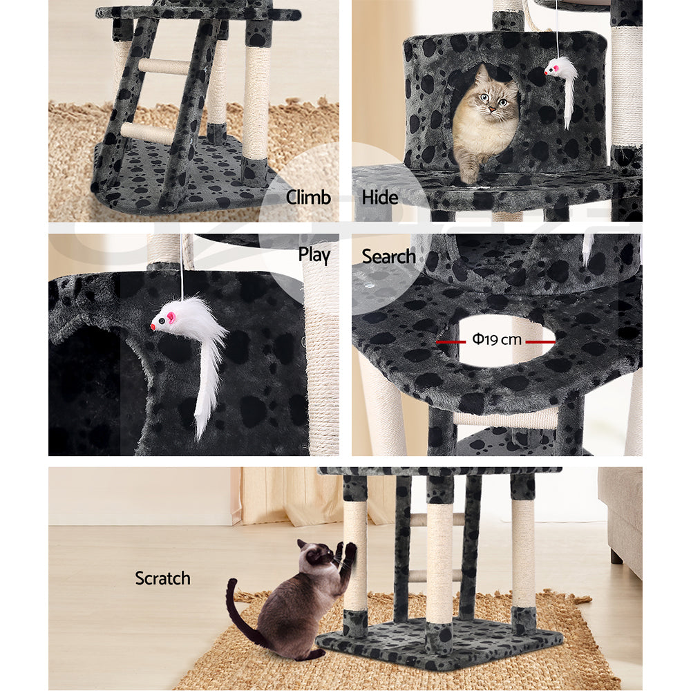 i.Pet 120cm Cat Tree Tower Scratching Post Wood Condo with Toys