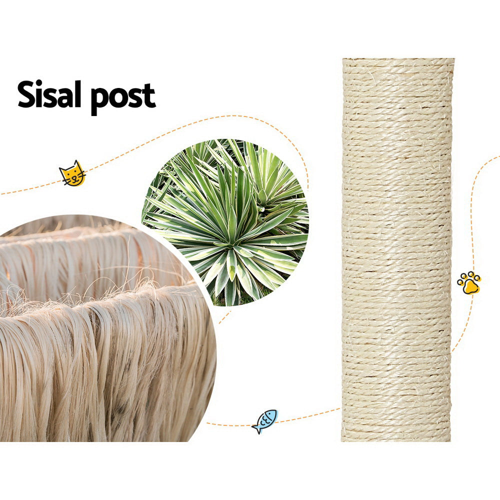 i.Pet 152cm Cat Tree Tower Scratching Post Wood Beige/Grey