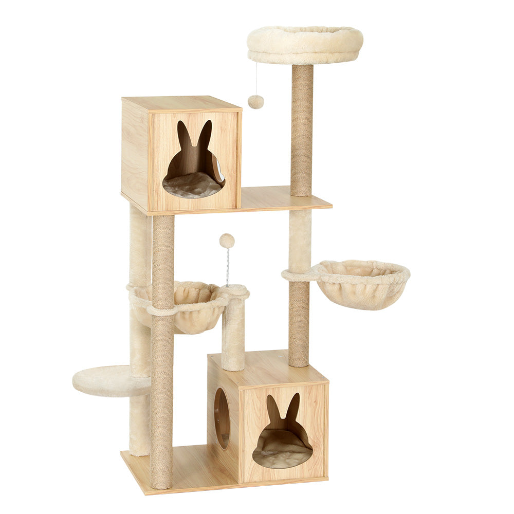 i.Pet 141cm Cat Tree Tower Scratching Post Condo Beige