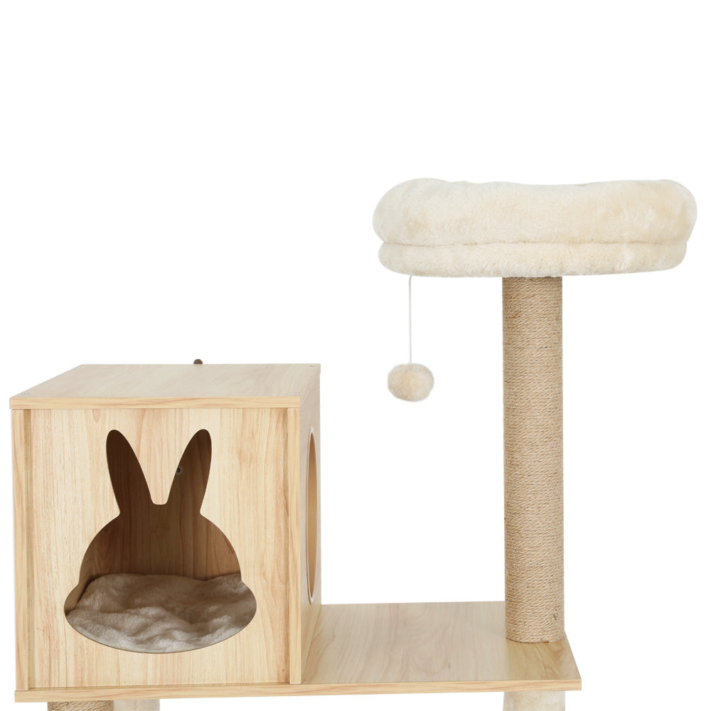 i.Pet 141cm Cat Tree Tower Scratching Post Condo Beige