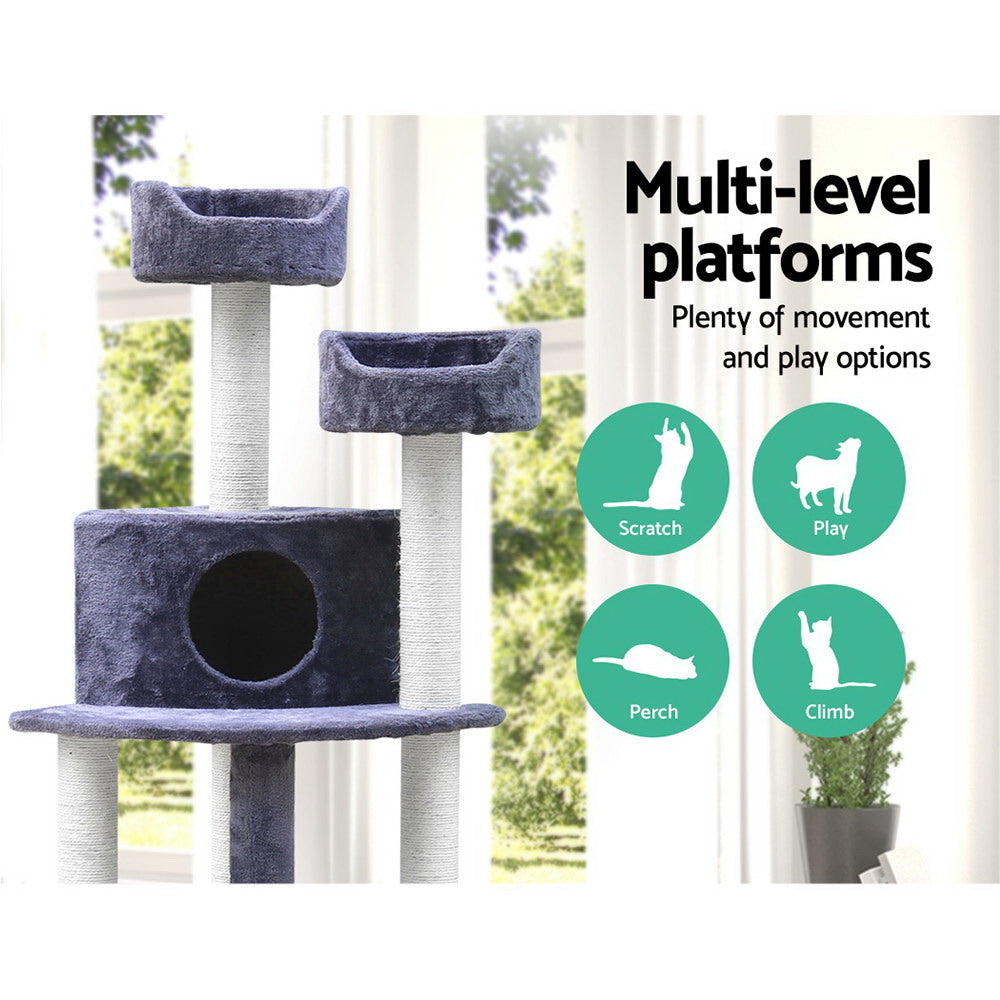 i.Pet 126cm Cat Tree Tower Scratching Post Condo Grey