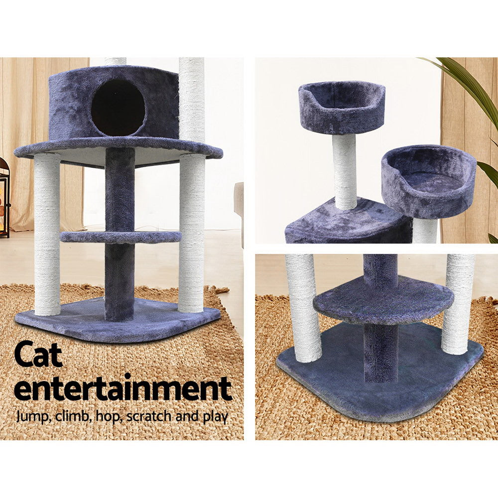 i.Pet 126cm Cat Tree Tower Scratching Post Condo Grey