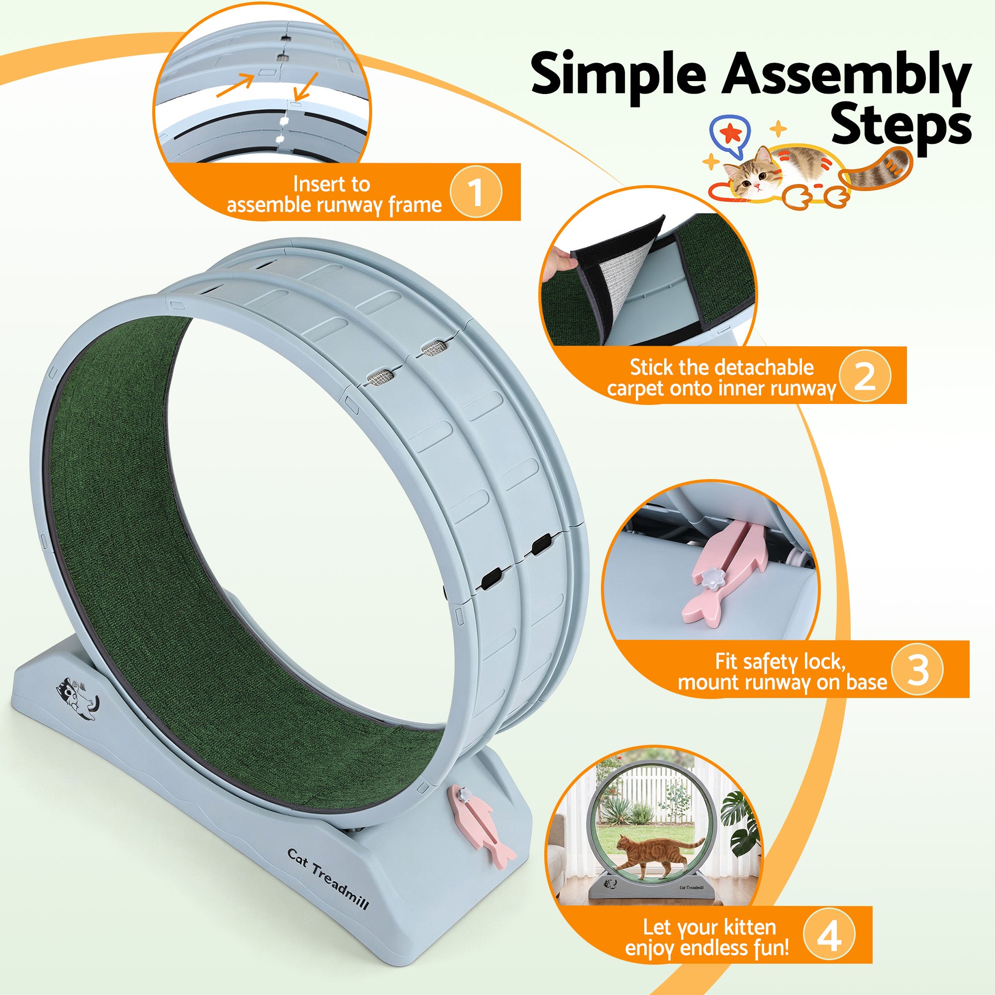 i.Pet Cat Exercise Wheel Treadmill Indoor 80cm Blue & Green