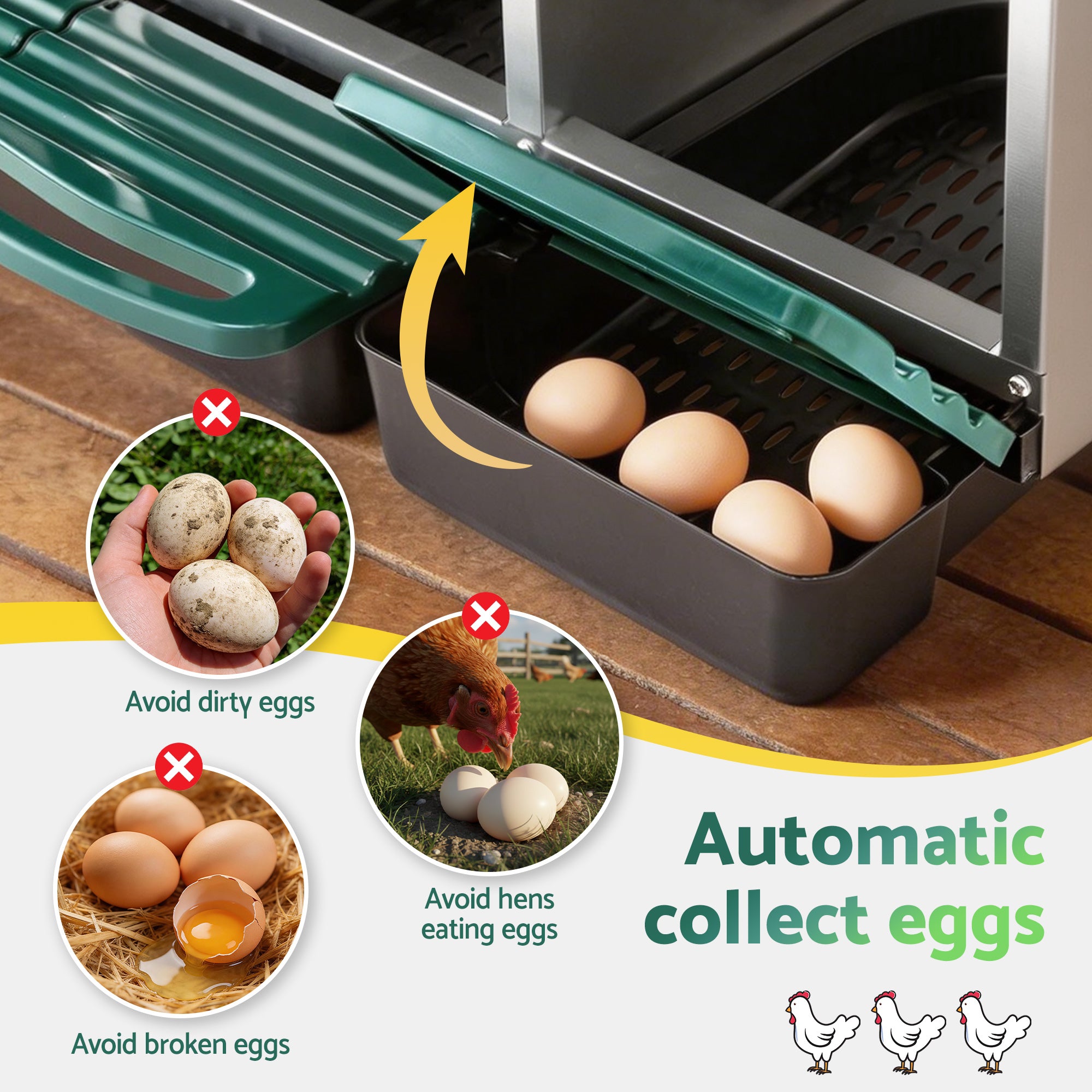 i.Pet Chicken Nesting Box Roll Away Metal Nesting Box Wall Mounted 6 Holes Green