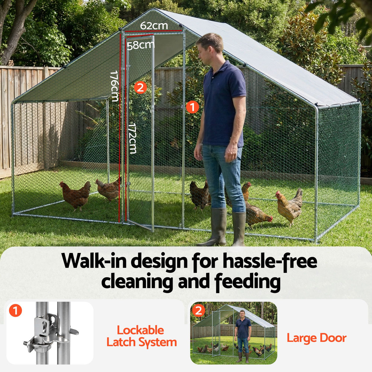 i.Pet Walk-In Chicken Coop Rabbit Hutch Outdoor Run 3x2x2m