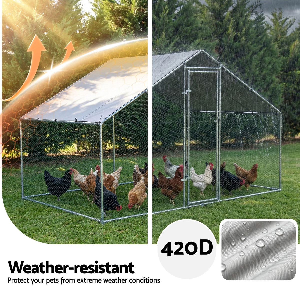 i.Pet Walk-In Chicken Coop Rabbit Hutch Outdoor Run 3x2x2m