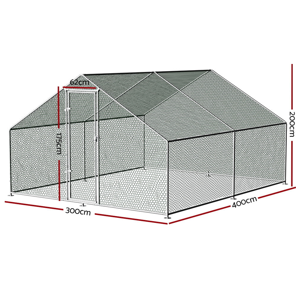 i.Pet Large Chicken Coop Cage Galvanised Steel Silver