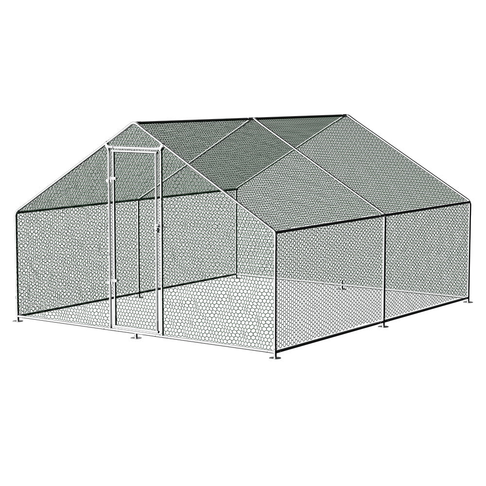 i.Pet Large Chicken Coop Cage Galvanised Steel Silver