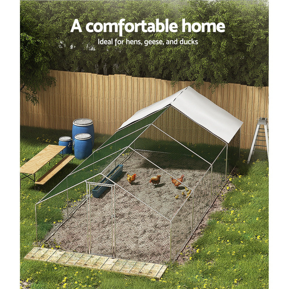 i.Pet 8m x 3m Chicken Coop Cage Galvanised Steel Silver