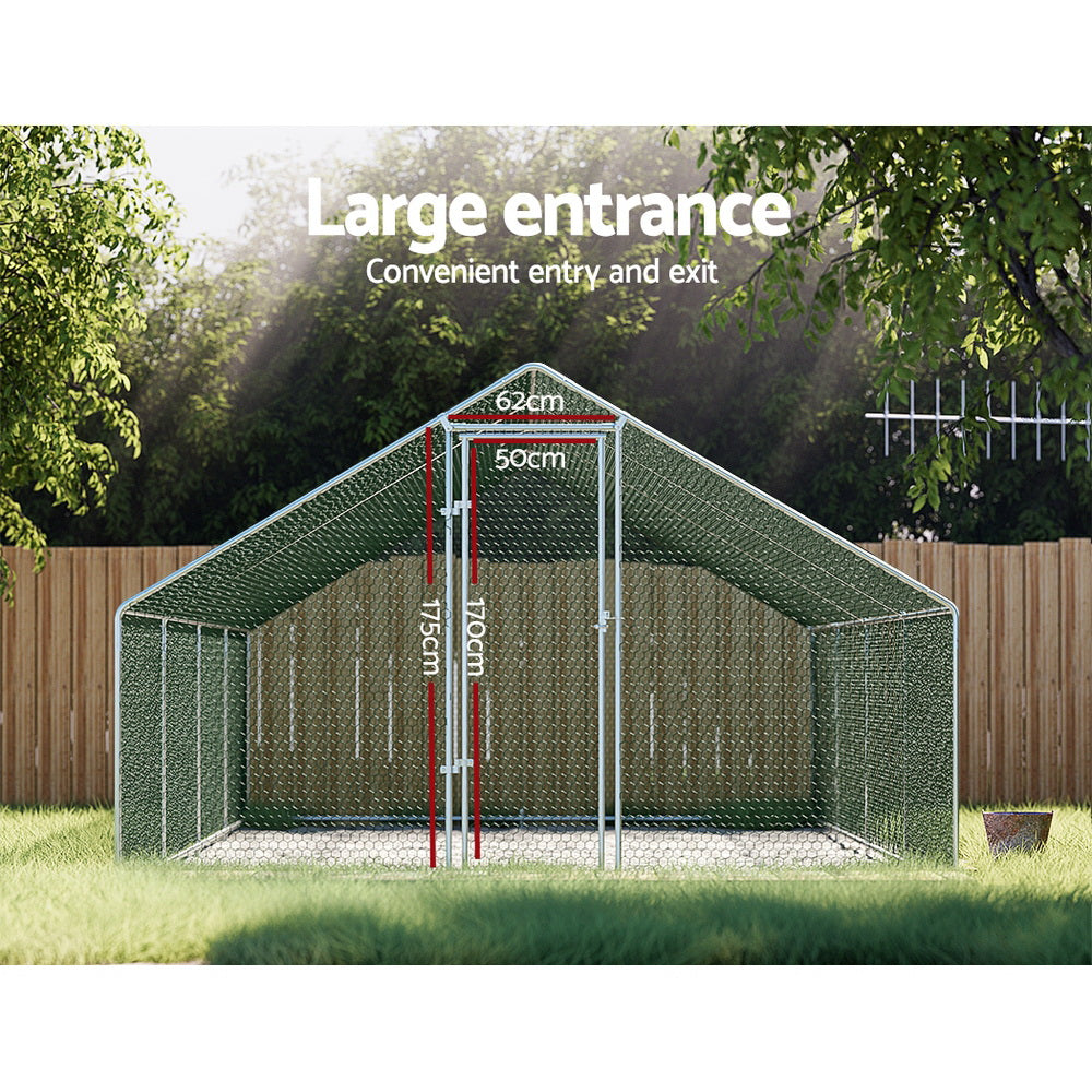 i.Pet 8m x 3m Chicken Coop Cage Galvanised Steel Silver