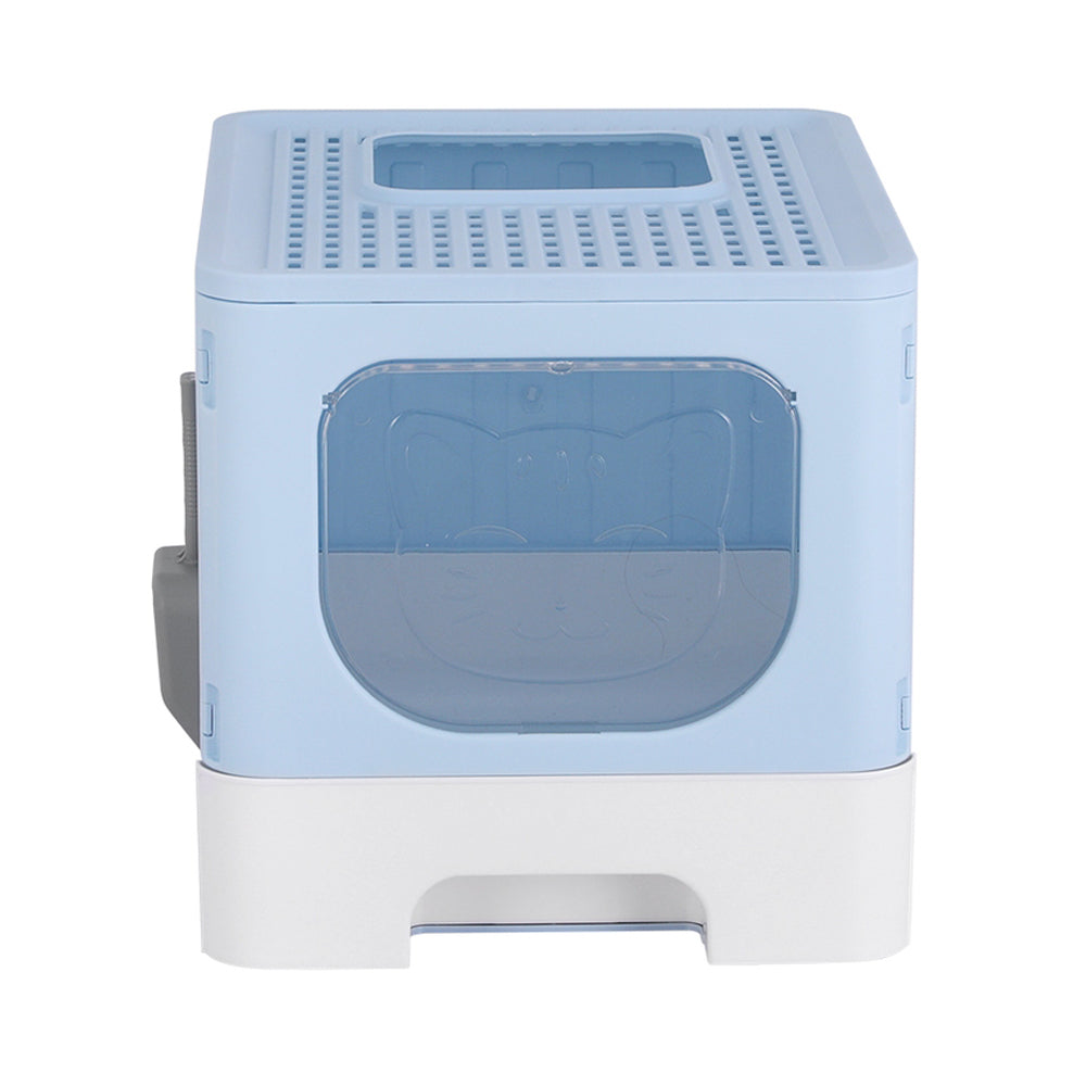 i.Pet Large Enclosed Foldable Cat Litter Box Blue