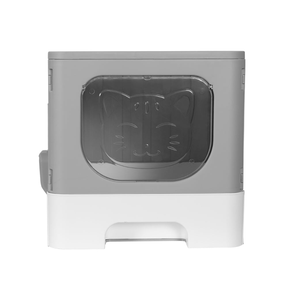 i.Pet Large Enclosed Foldable Cat Litter Box Grey