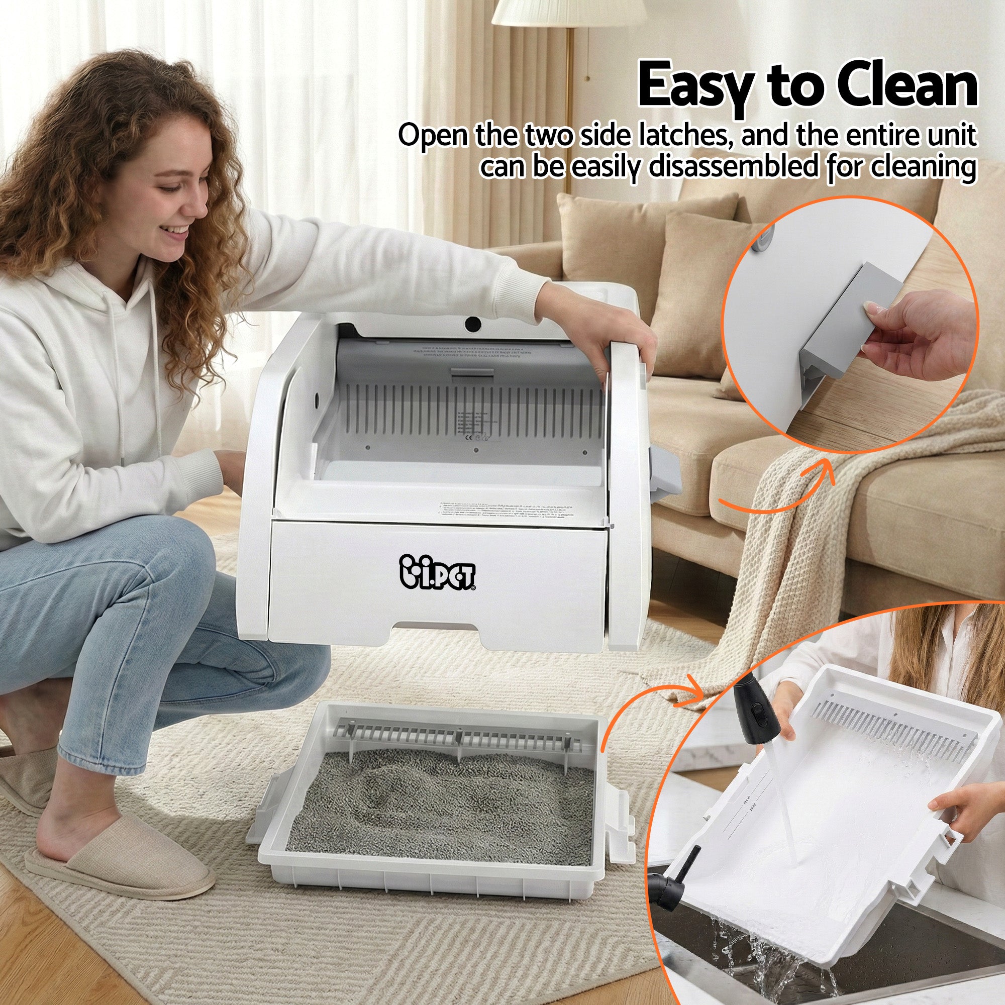 i.pet Automatic Cat Litter Box Self Cleaning Smart Pet Toilet App Control 5L White