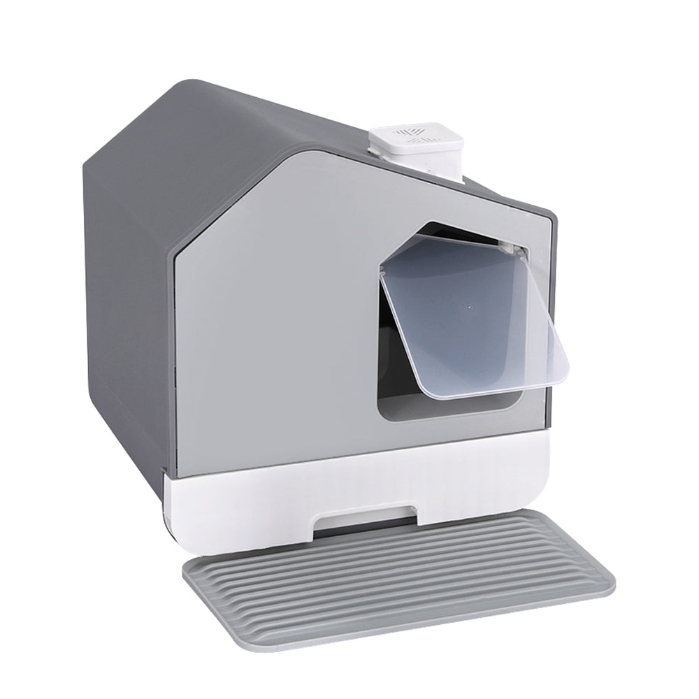 i.Pet Large Enclosed Cat Litter Box Grey