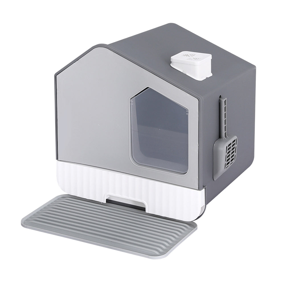 i.Pet Large Enclosed Cat Litter Box Grey