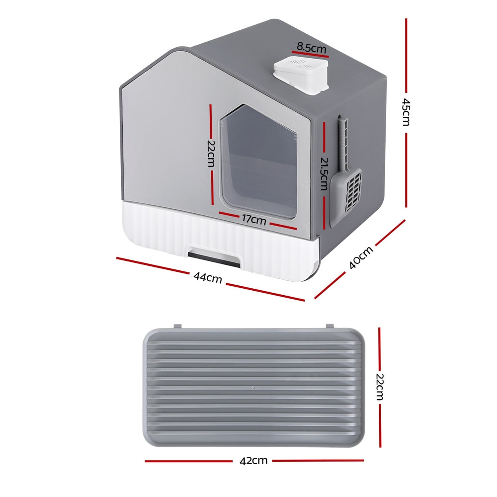i.Pet Large Enclosed Cat Litter Box Grey