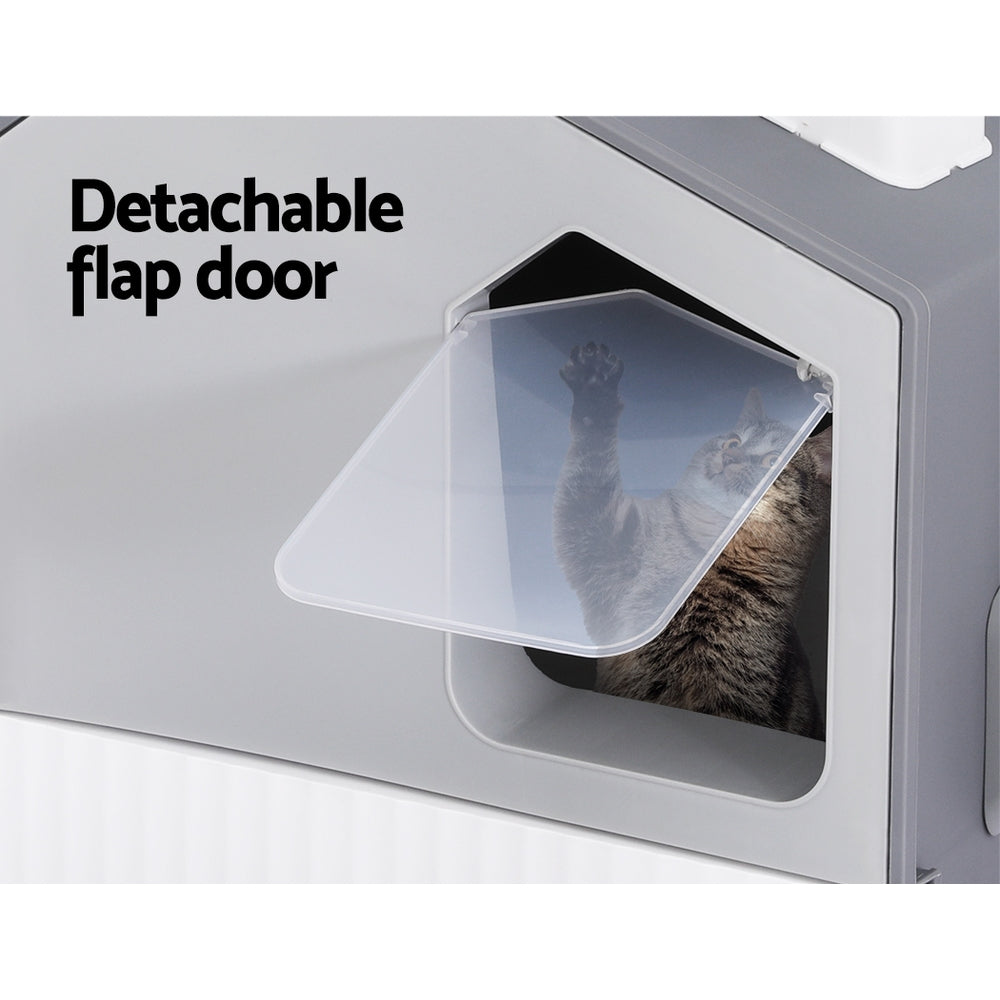 i.Pet Large Enclosed Cat Litter Box Grey