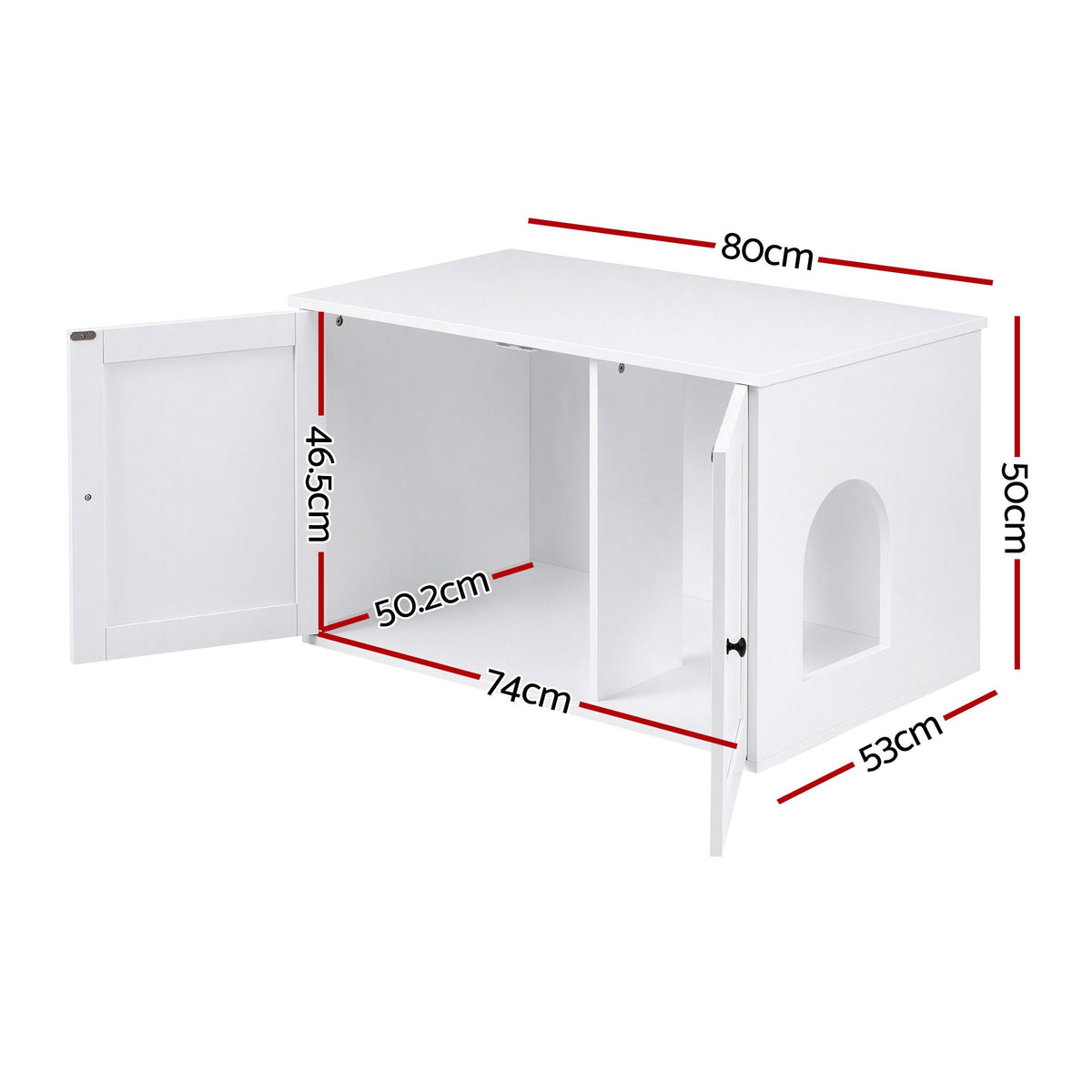i.Pet Cat Litter Box Enclosure 80x53cm Hidden Tray Cabinet White