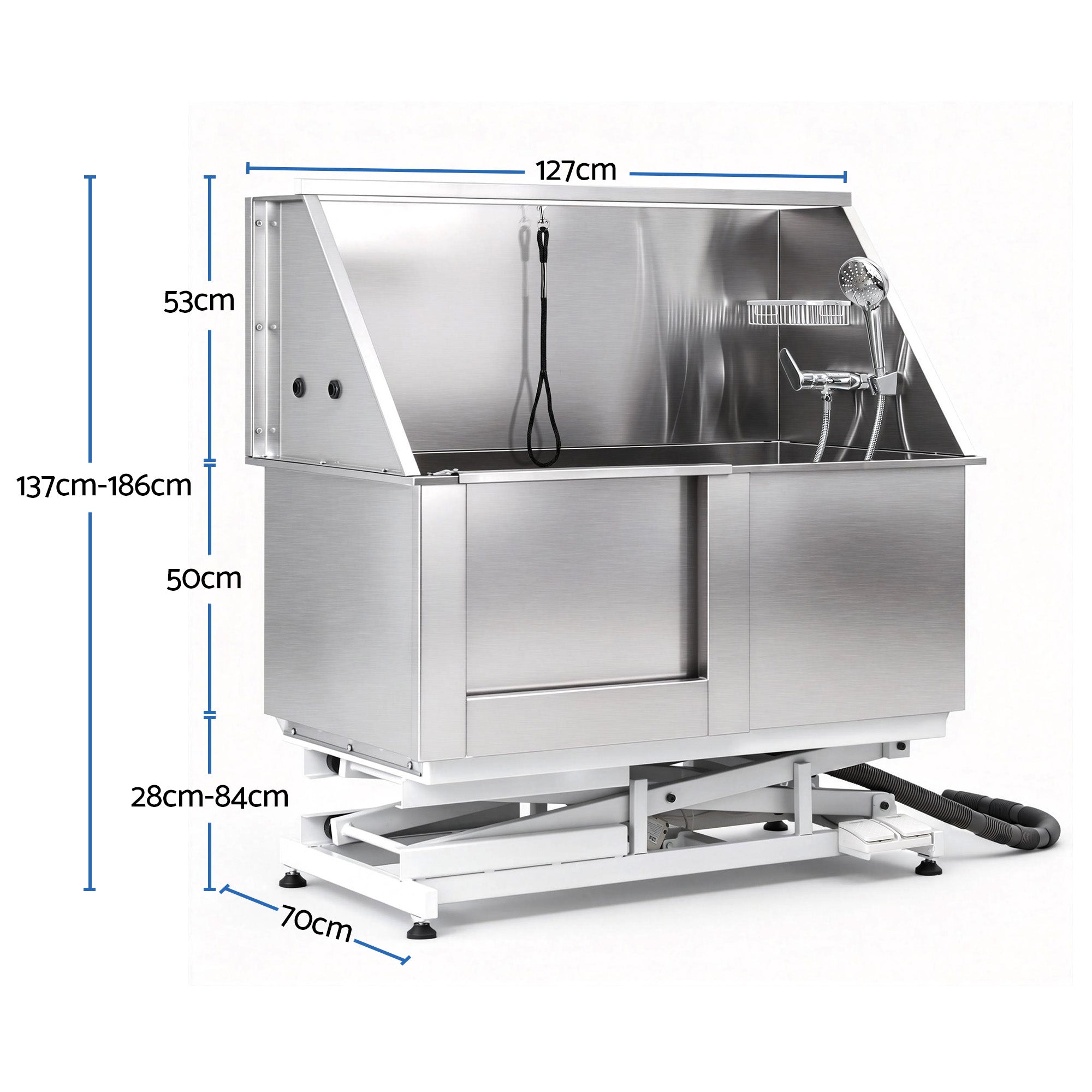 i.Pet Electric Pet Bath Tub Dog Grooming Stainless Steel Wash Station 127cm