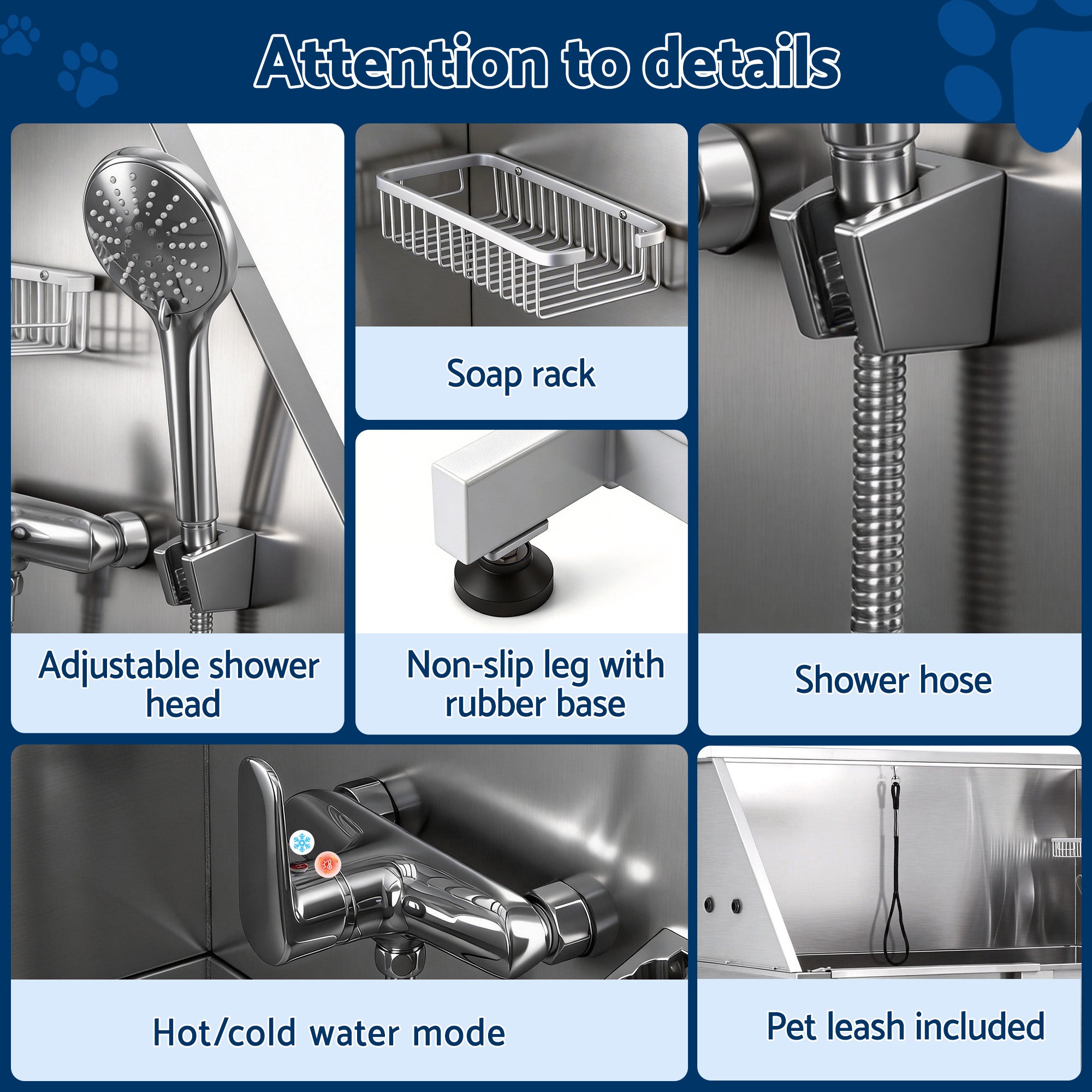 i.Pet Electric Pet Bath Tub Dog Grooming Stainless Steel Wash Station 127cm