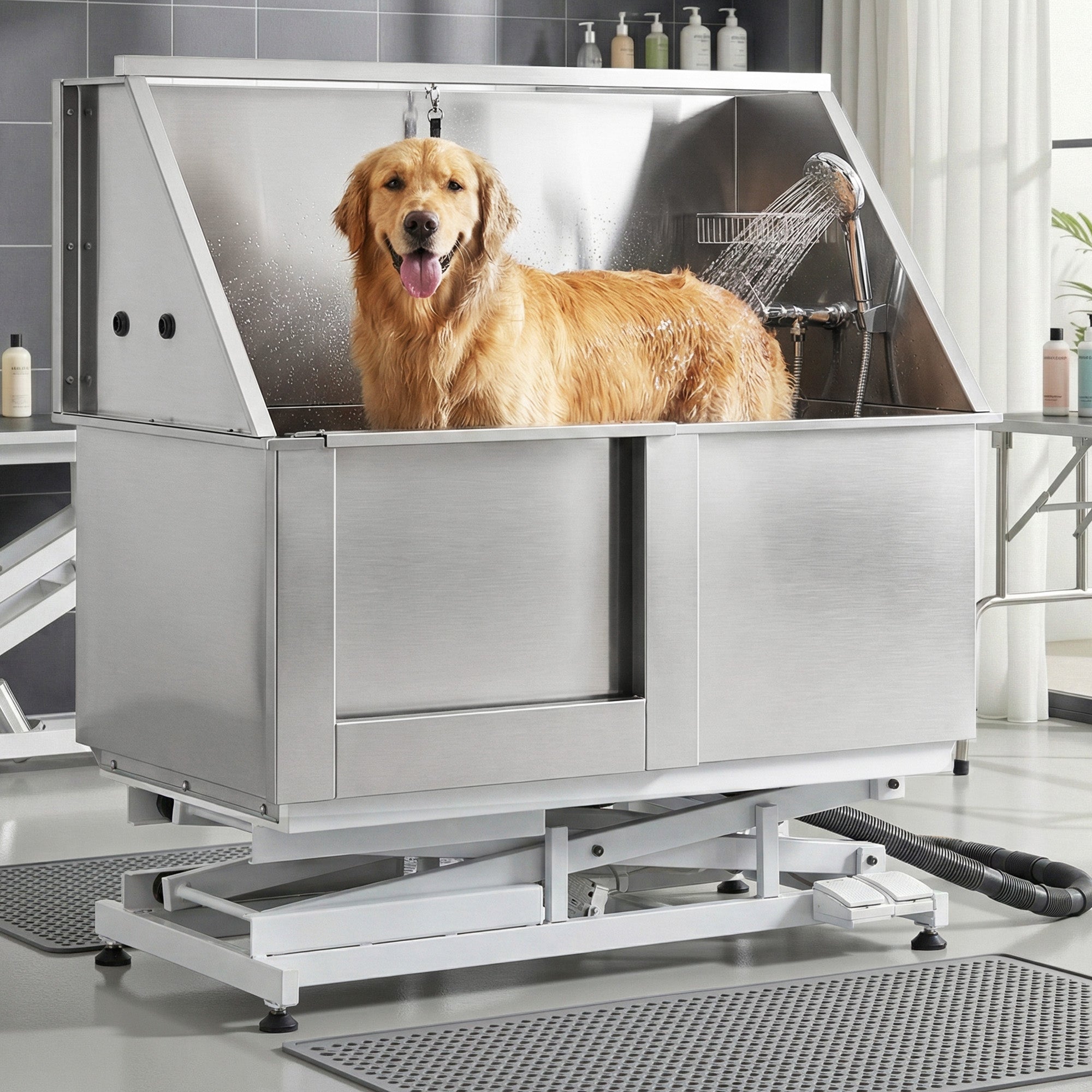 i.Pet Electric Pet Bath Tub Dog Grooming Stainless Steel Wash Station 127cm