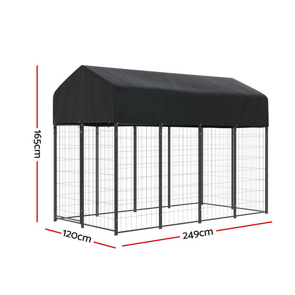 Weatherproof Steel Dog Kennel Extra Large Outdoor - i.Pet