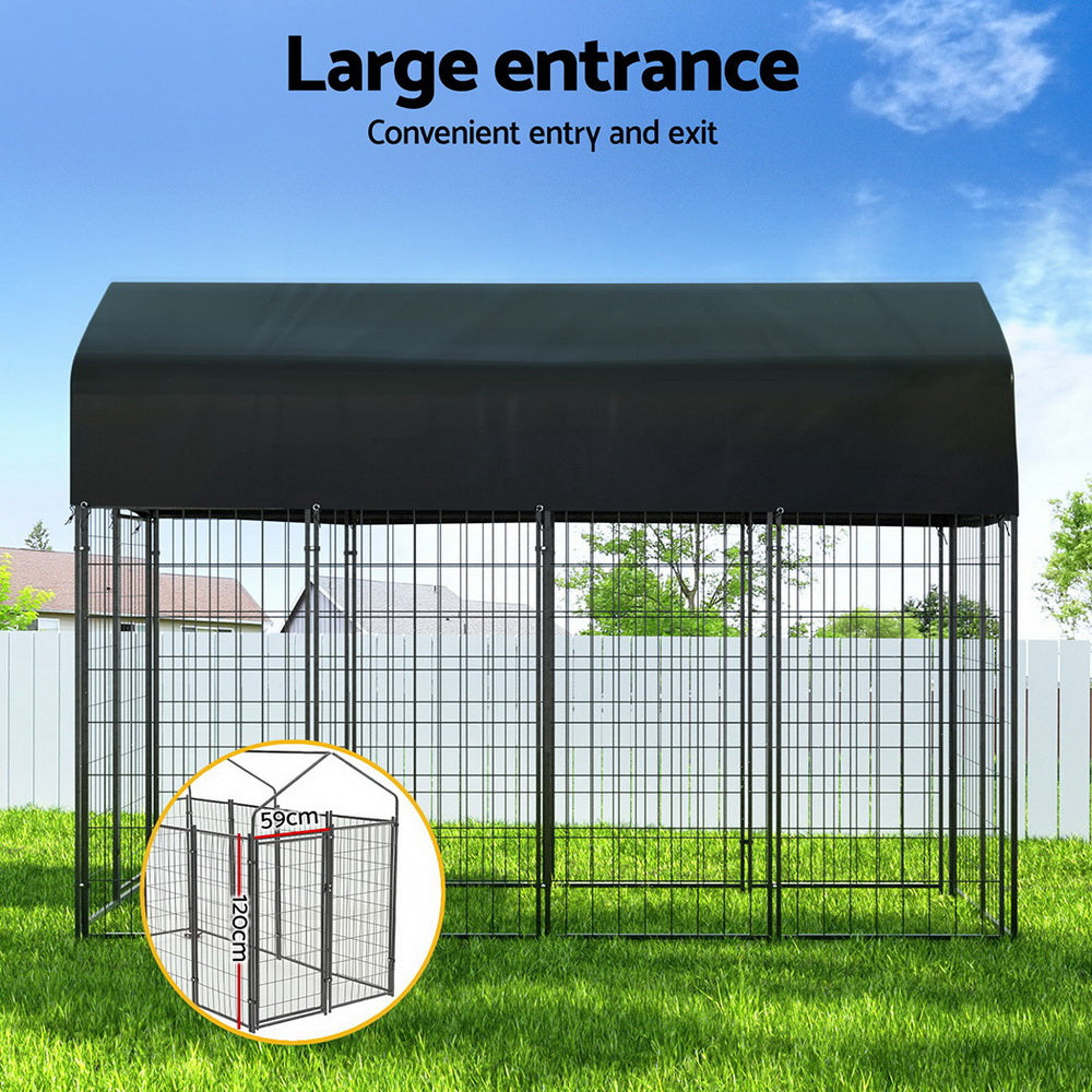 Weatherproof Steel Dog Kennel Extra Large Outdoor - i.Pet