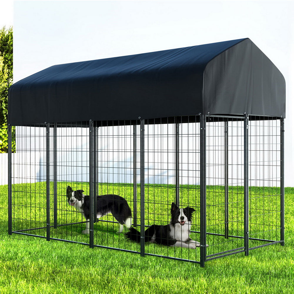 Weatherproof Steel Dog Kennel Extra Large Outdoor - i.Pet