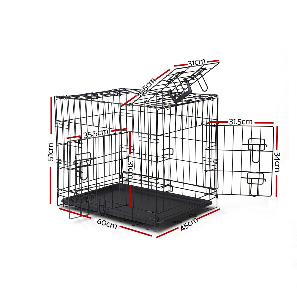 i.Pet 24" Dog Crate Cage 3-Door Foldable Black