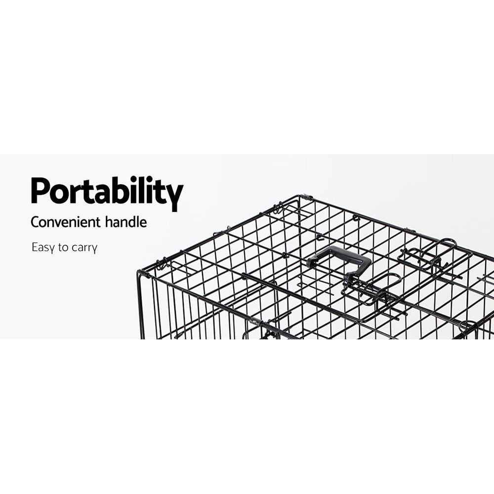 i.Pet 24" Dog Crate Cage 3-Door Foldable Black